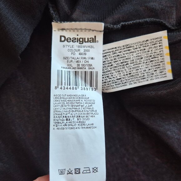 Desigual One Moment Abstract Mesh Layer Mini Dress Long Sleeve Multicolor - Picture 12 of 16